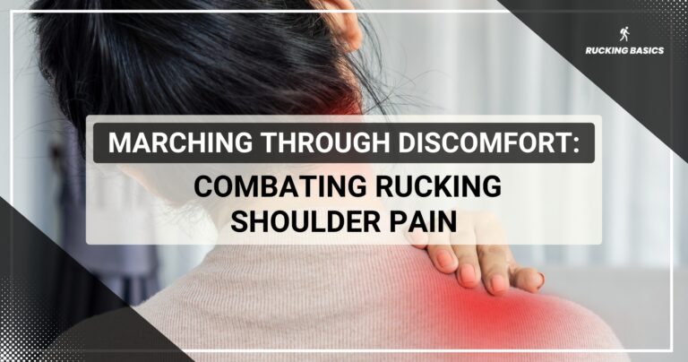 The image showcases a representation of the proper way to combat shoulder pain induced through rucking.