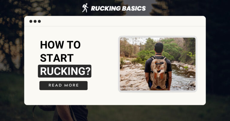 Website banner featuring a hiker with a backpack in a natural outdoor setting, promoting a guide on 'How to Start Rucking.